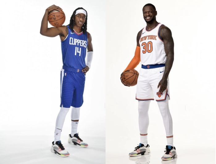 Terance Mann and Julius Randle at 2023 NBA Media Day.